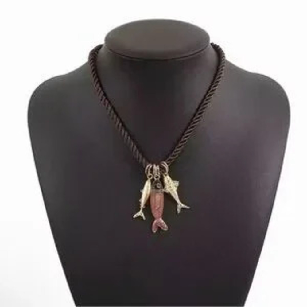 Gold and Red Fish Pendant Boho Necklace